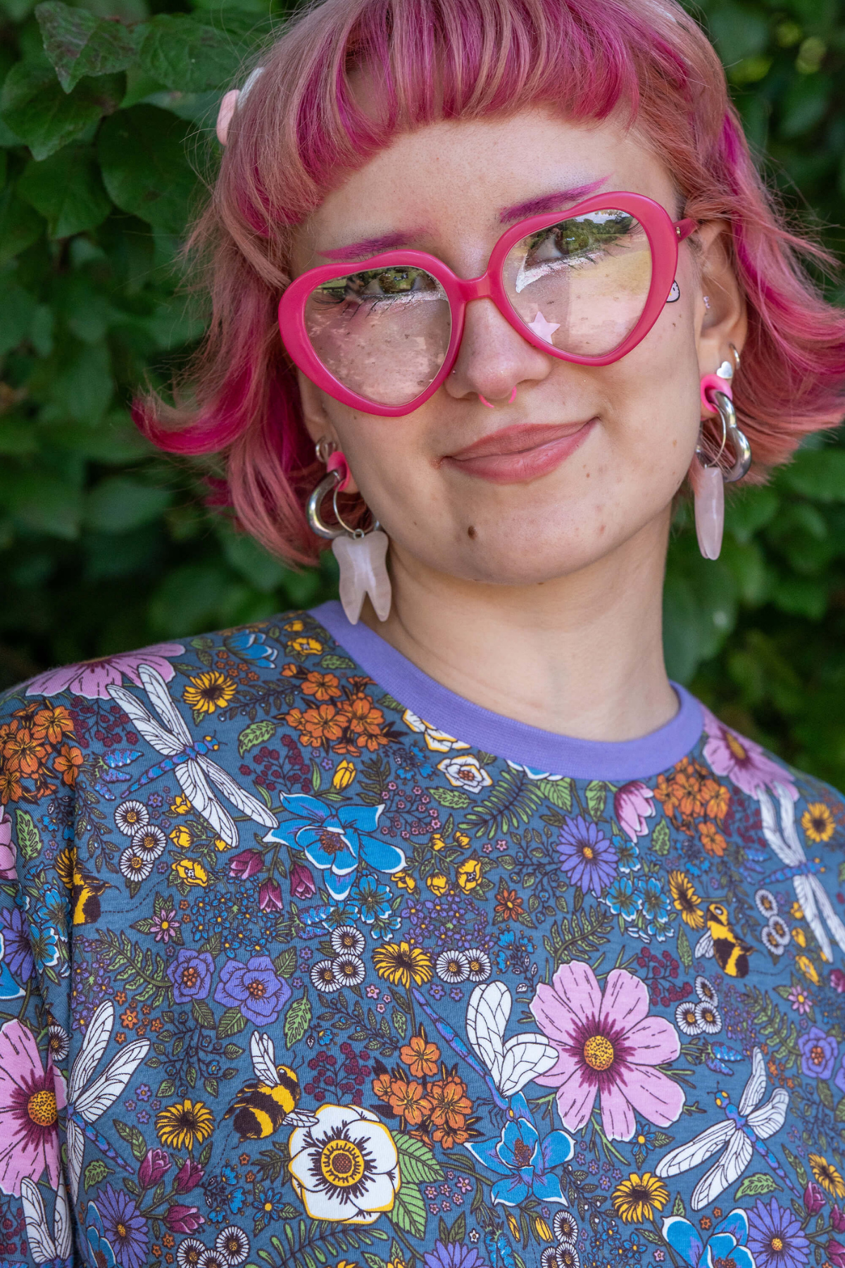 Kort Boxy T-shirt med blomsterprint -  Cottagecore Cropped Boxy Tee