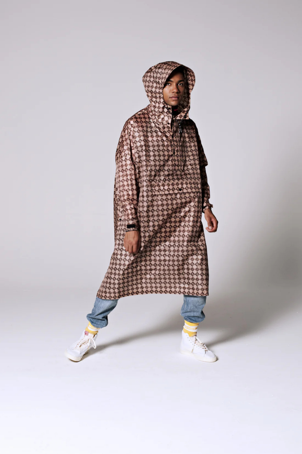 RegnPoncho  Damier Brun