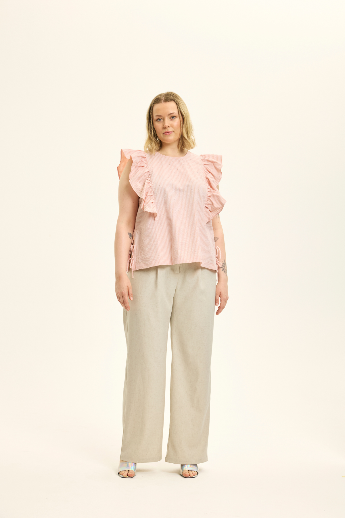 Tulipa stribet Bluse m/ Simili Sten Lyserød