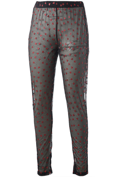 9) Irene Mesh Leggings Sort m/ Røde Hjerter