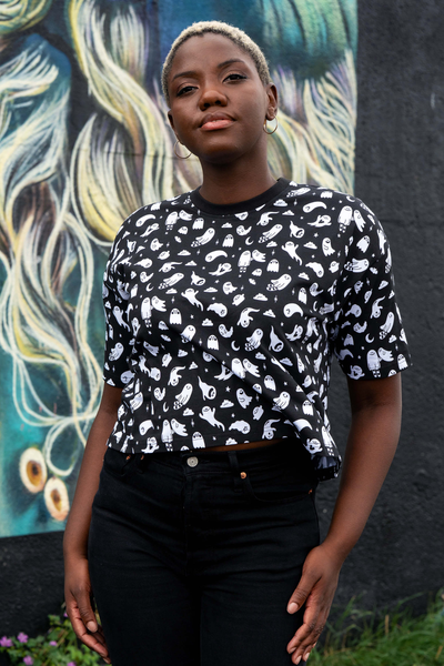 Kort Boxy T-shirt med spøgelser