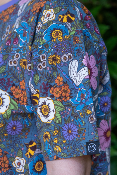 Kort Boxy T-shirt med blomsterprint -  Cottagecore Cropped Boxy Tee