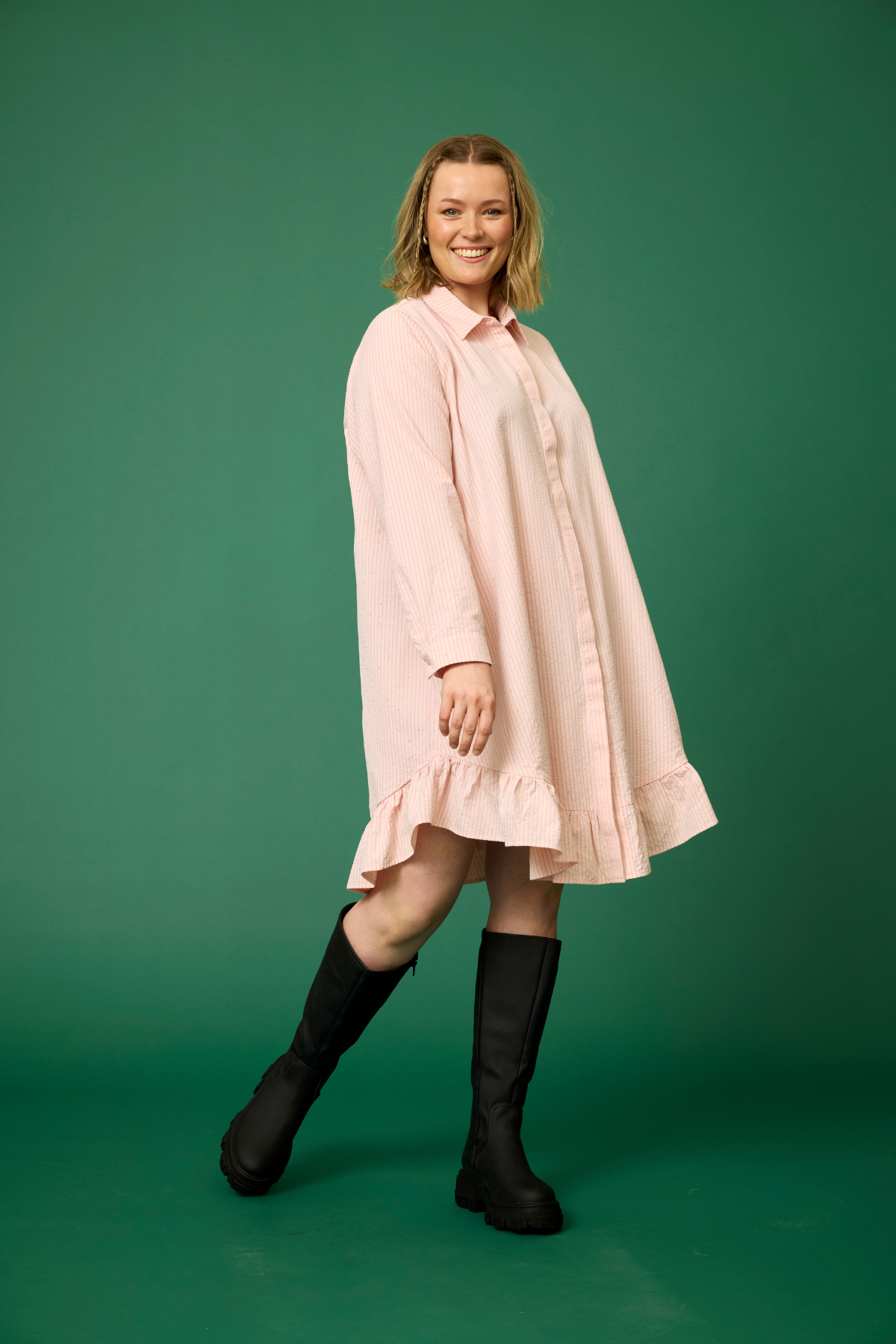 Tulipa stribet Kjole m/ Simili Sten Lyserød