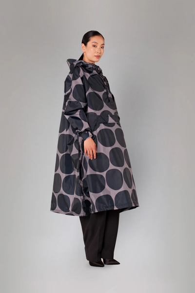 RegnPoncho  Black Polka