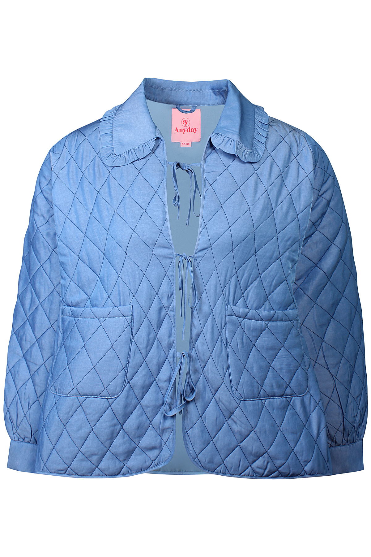 Jade Quiltet forårsjakke m/ bindebånd Blå
