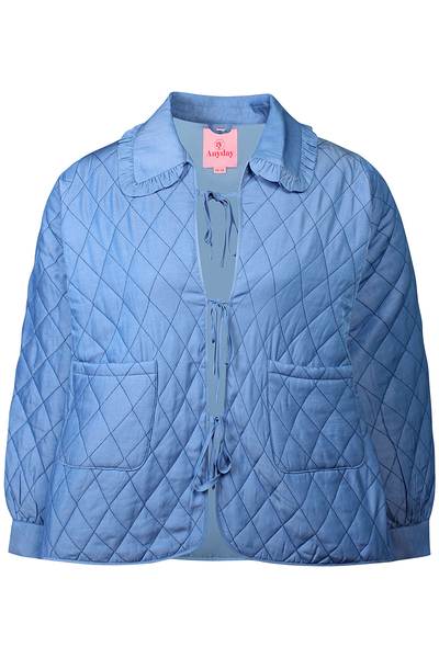 Jade Quiltet forårsjakke m/ bindebånd Blå