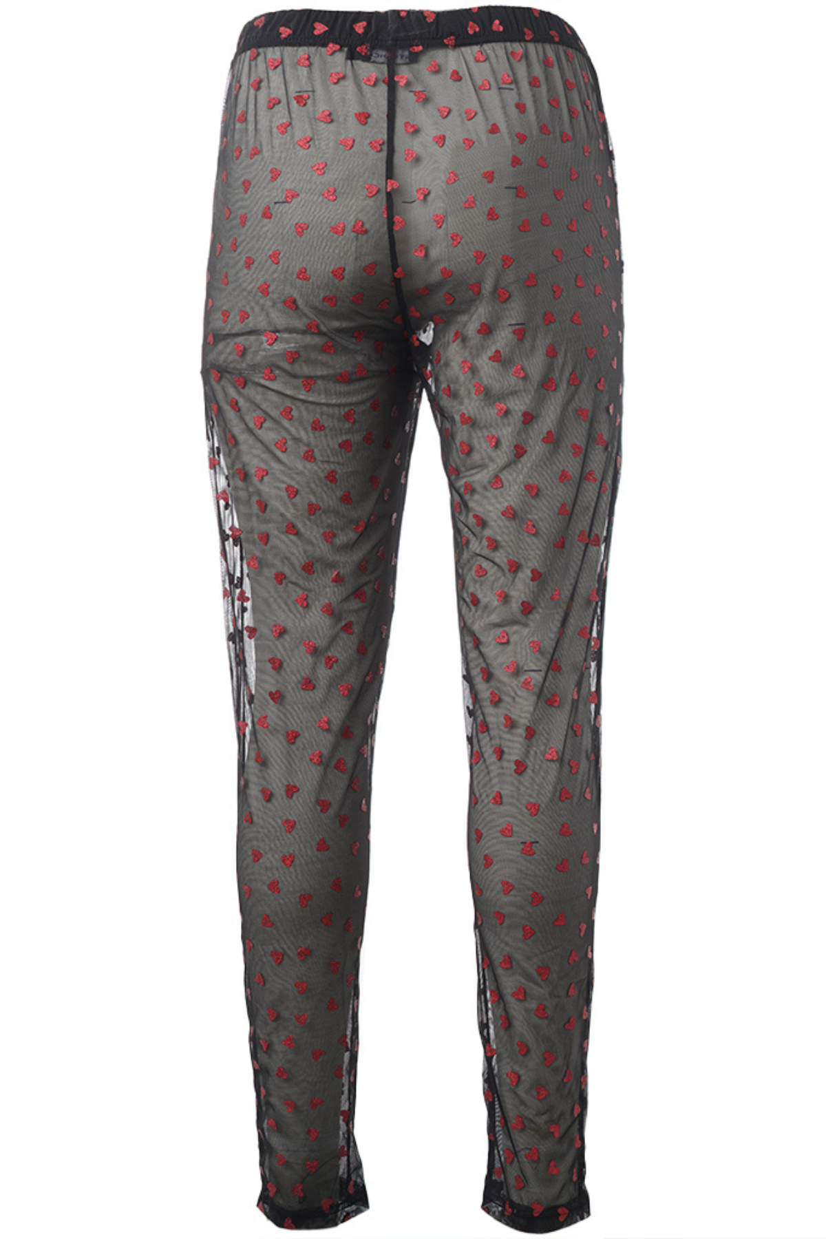 9) Irene Mesh Leggings Sort m/ Røde Hjerter
