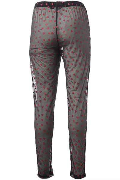 9) Irene Mesh Leggings Sort m/ Røde Hjerter