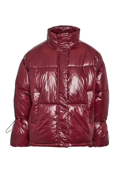 ALLIE SHINY PUFFER JAKKE Vinrød