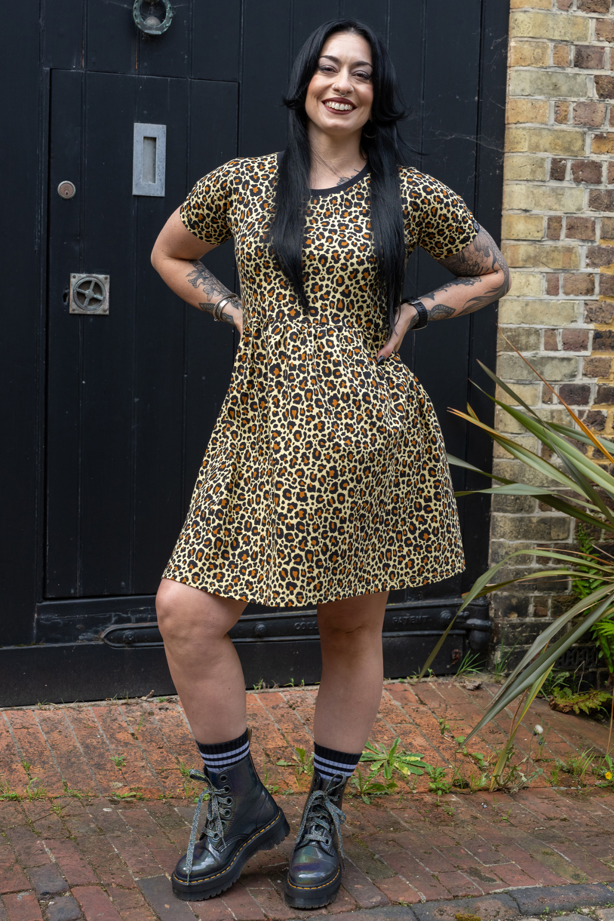 Jersey Kjole med leopard print - Classic Leopard Print Smock Dress