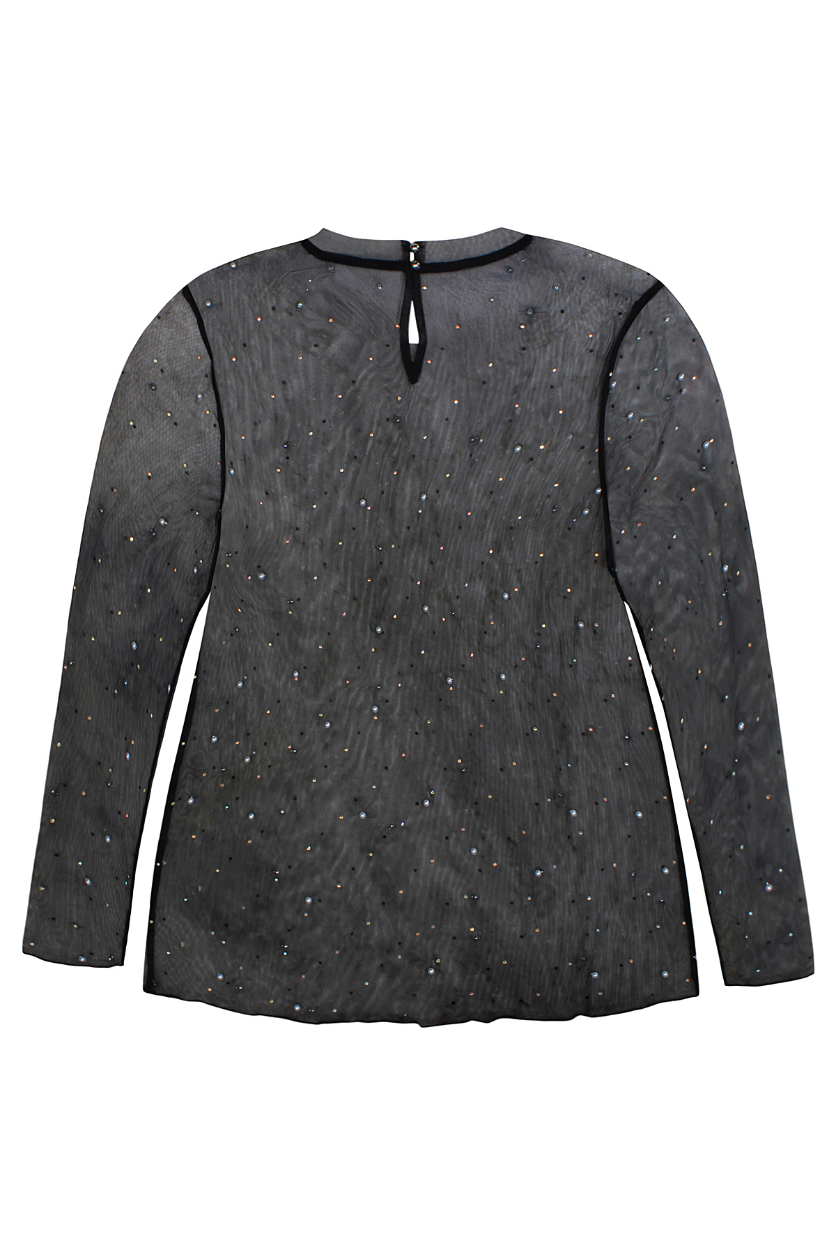Sort Ligera mesh bluse set bagfra med knaplukning i nakken.