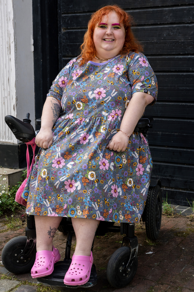Jersey Kjole med blomsterprint - Cottagecore Oversized Smock Dress