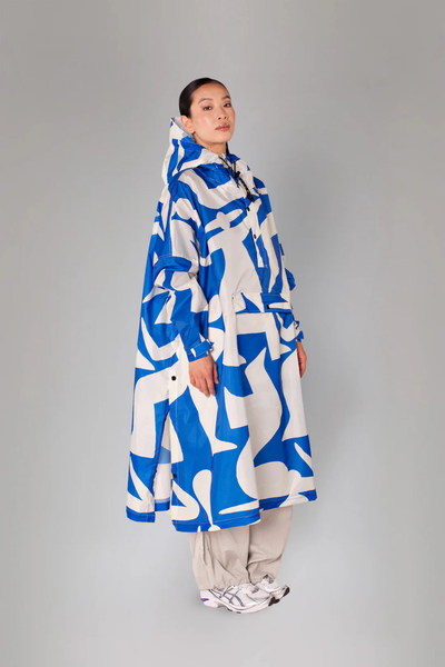 RegnPoncho Blue Dance Blå/Hvid