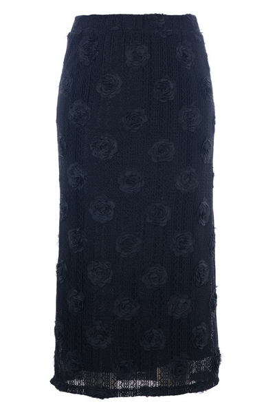 Fanni Mesh Nederdel m/ Blomster Broderi Sort