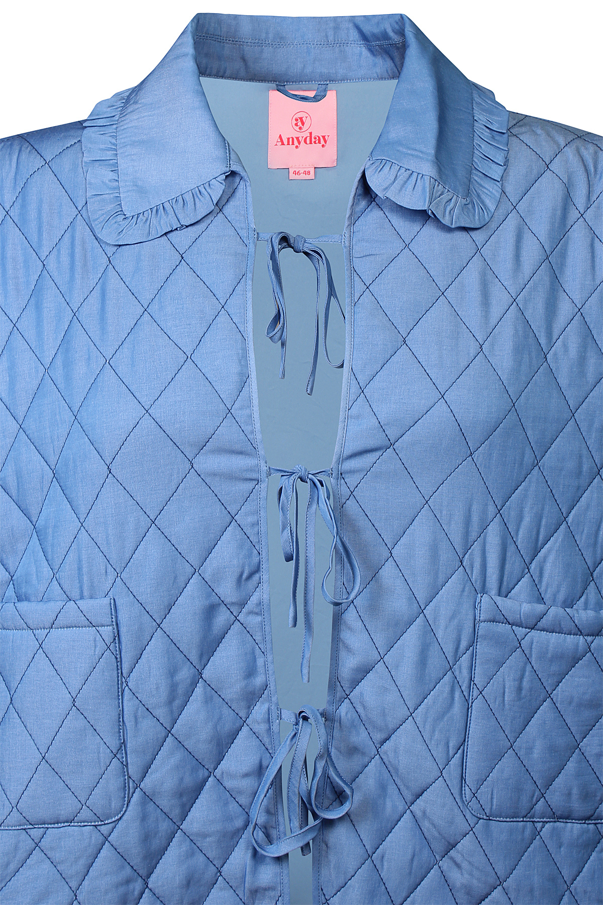 Jade Quiltet forårsjakke m/ bindebånd Blå