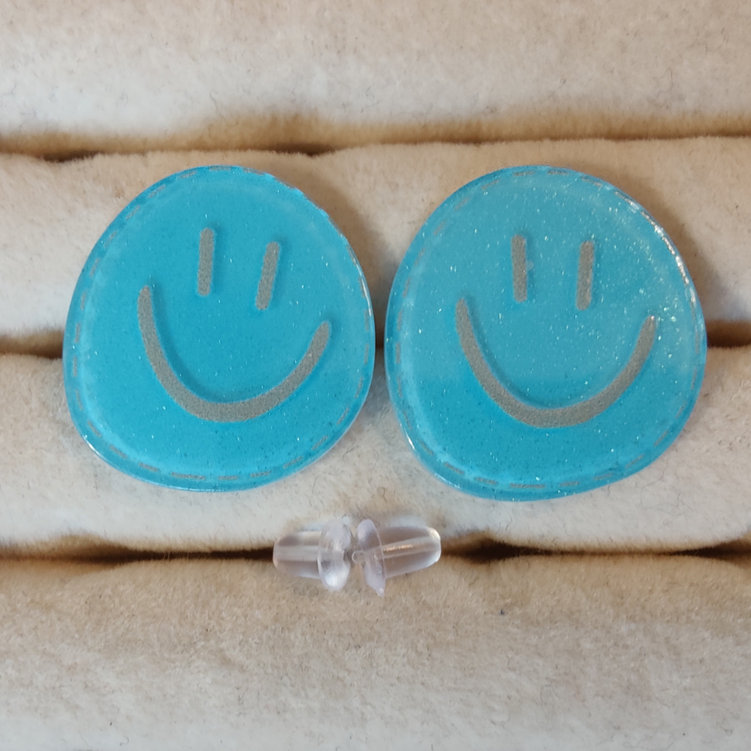 Ørering "Smiley" Lyseblå/grå
