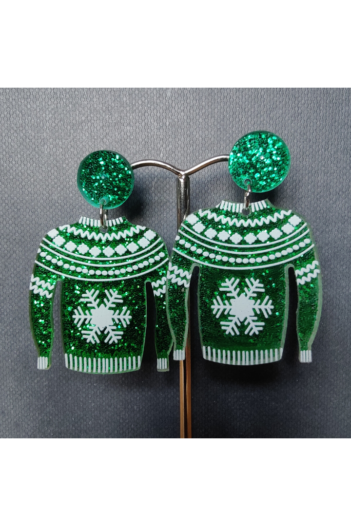 Ørering "julesweater" Grøn/Hvid