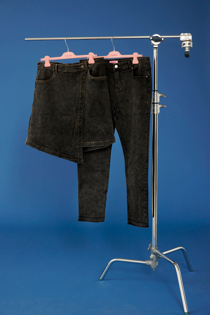 Adella Denim Slå-om Nederdel Sort