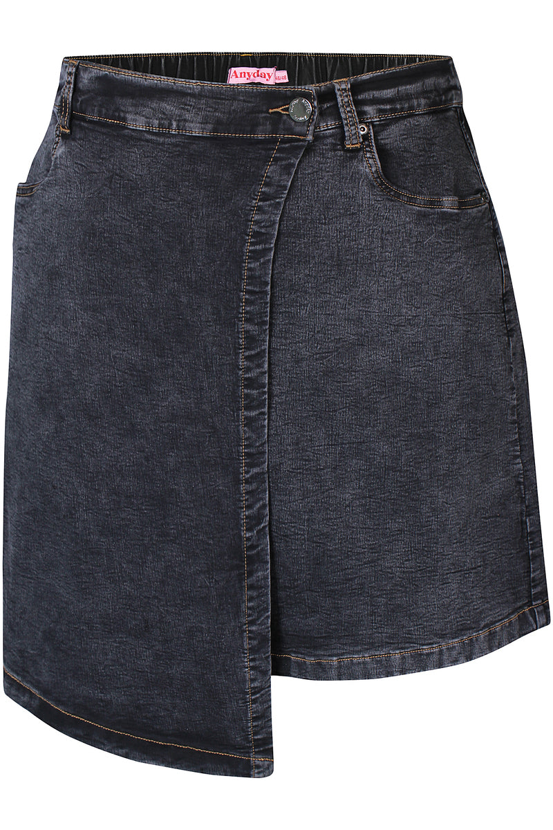 Adella Denim Slå-om Nederdel Sort