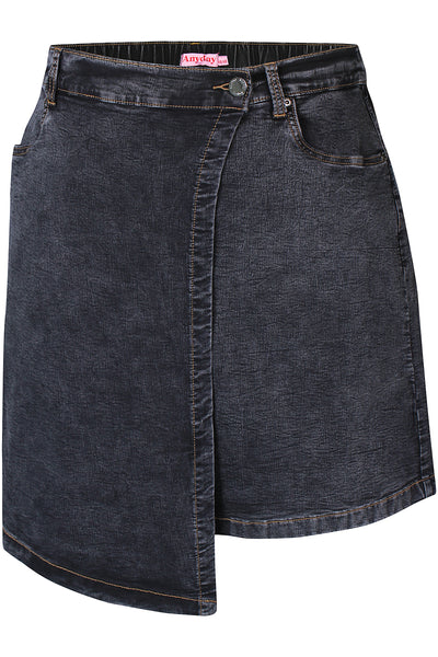 Adella Denim Slå-om Nederdel Sort