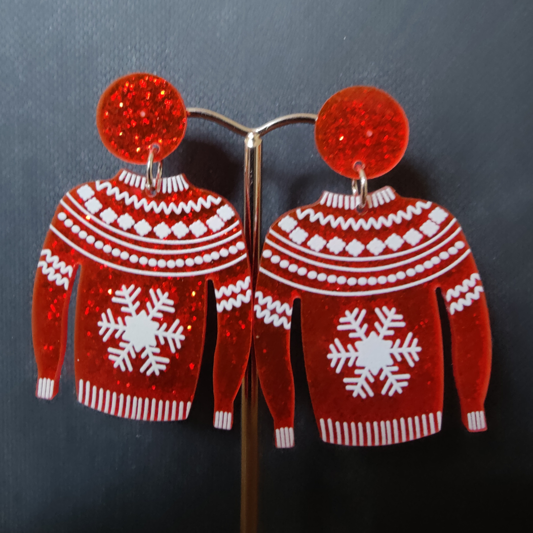 Ørering "julesweater" Rød/Hvid