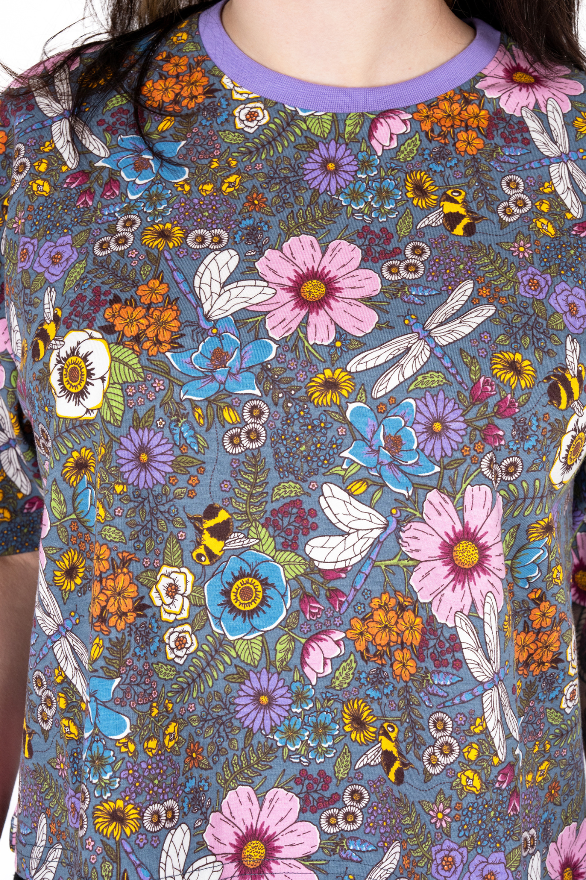 Kort Boxy T-shirt med blomsterprint -  Cottagecore Cropped Boxy Tee