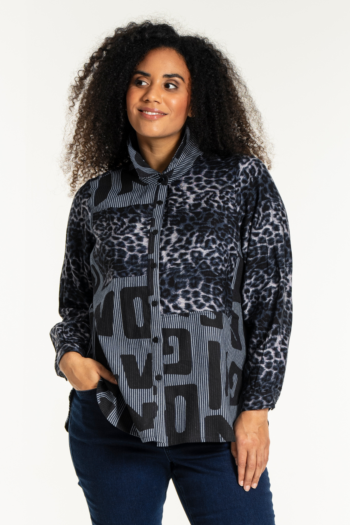 Norine Printet Denim Skjorte