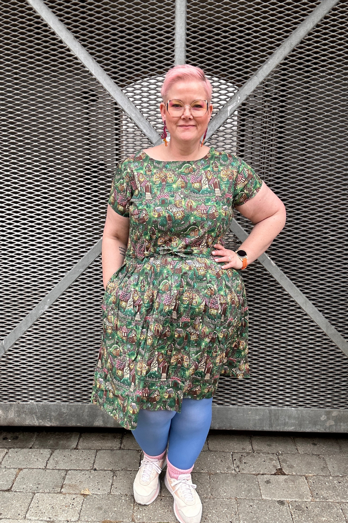 Christmas Cottages Tea Dress Multifarvet