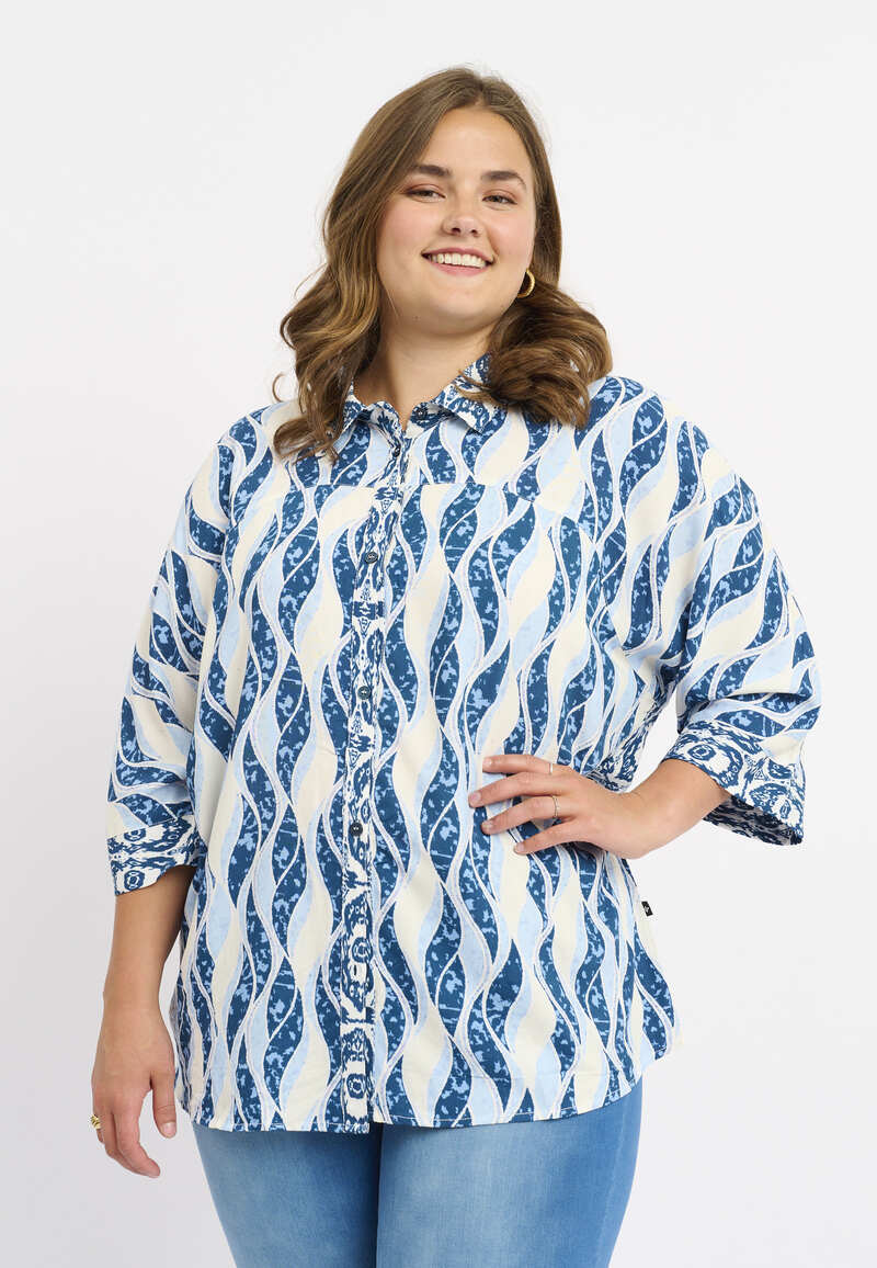 Oversized skjorte i blåt print