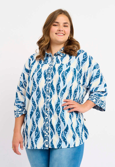 Oversized skjorte i blåt print