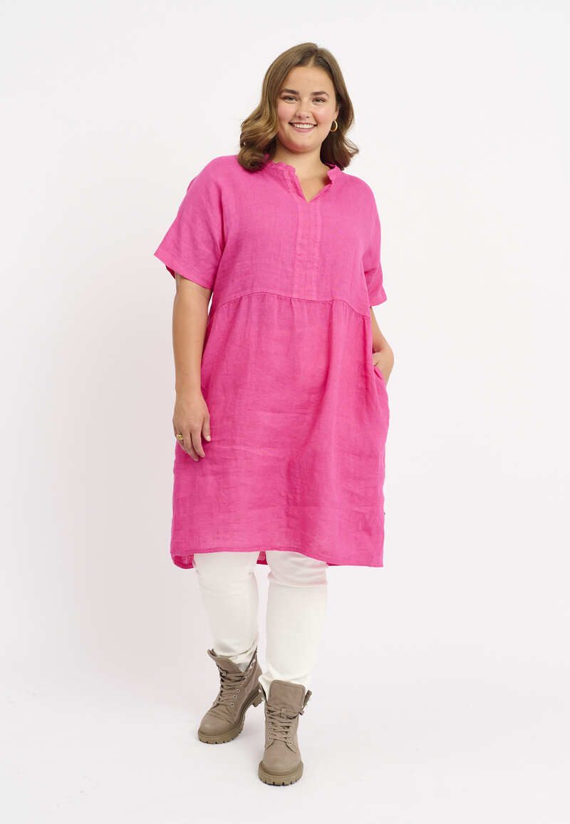 Vanja Hør Kjole Pink