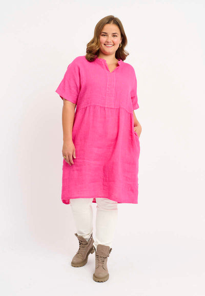 Vanja Hør Kjole Pink