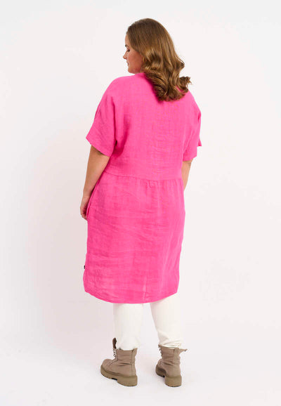 Vanja Hør Kjole Pink
