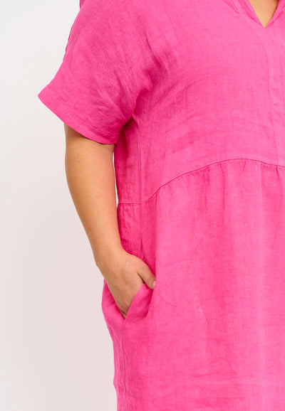 Vanja Hør Kjole Pink