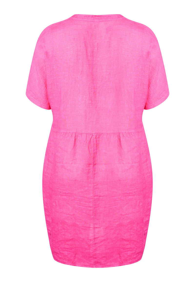 Vanja Hør Kjole Pink