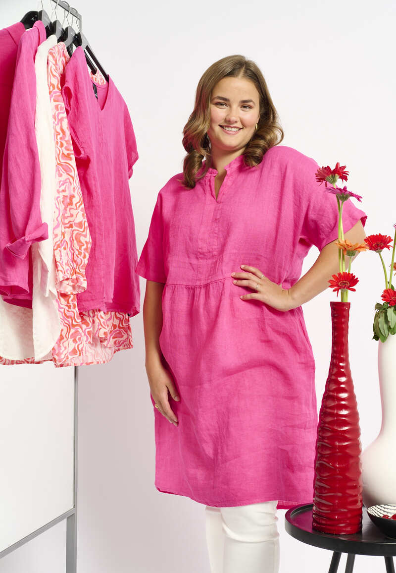 Vanja Hør Kjole Pink