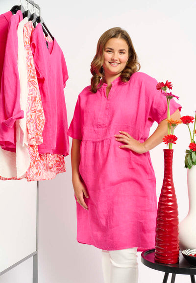 Vanja Hør Kjole Pink