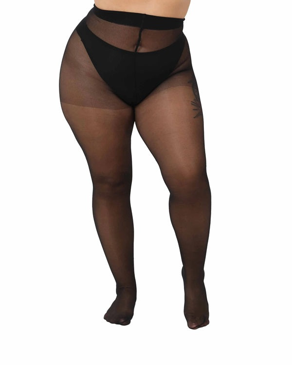 30 Denier Strømpebukser - Curvy Super Stretch - Sort