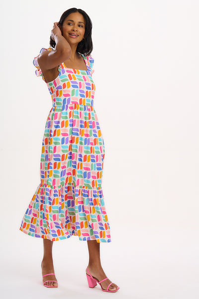 ESTELLE MIDI Kjole Multifarvet