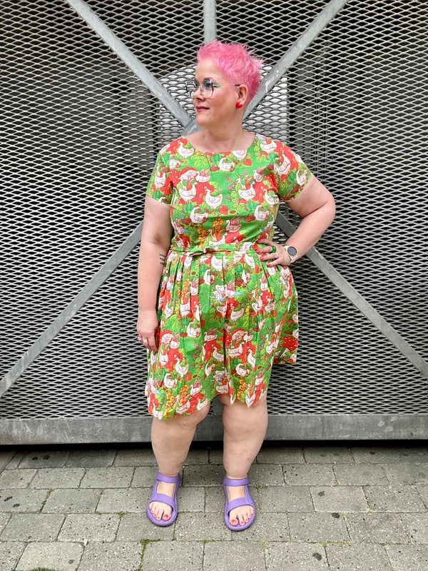 In The Geese Garden Tea Dress Lysegrøn/Rød