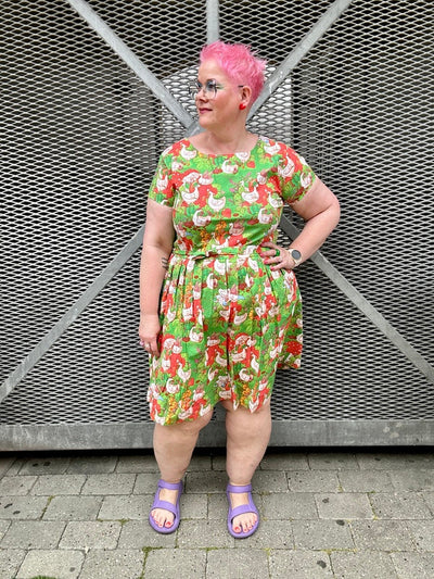 In The Geese Garden Tea Dress Lysegrøn/Rød