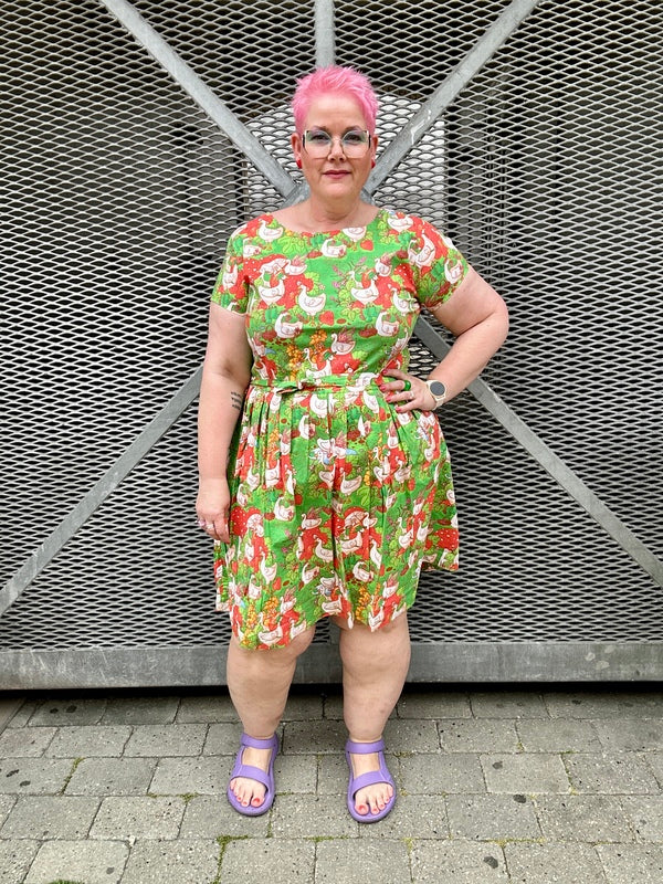 In The Geese Garden Tea Dress Lysegrøn/Rød