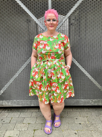 In The Geese Garden Tea Dress Lysegrøn/Rød