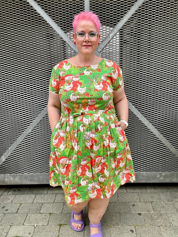 In The Geese Garden Tea Dress Lysegrøn/Rød