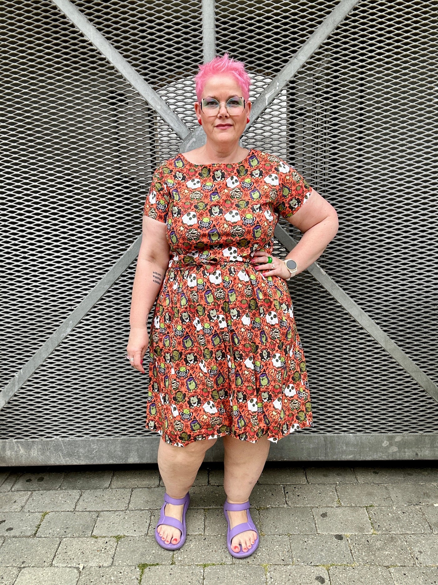 Party Frogs Tea Dress Orange