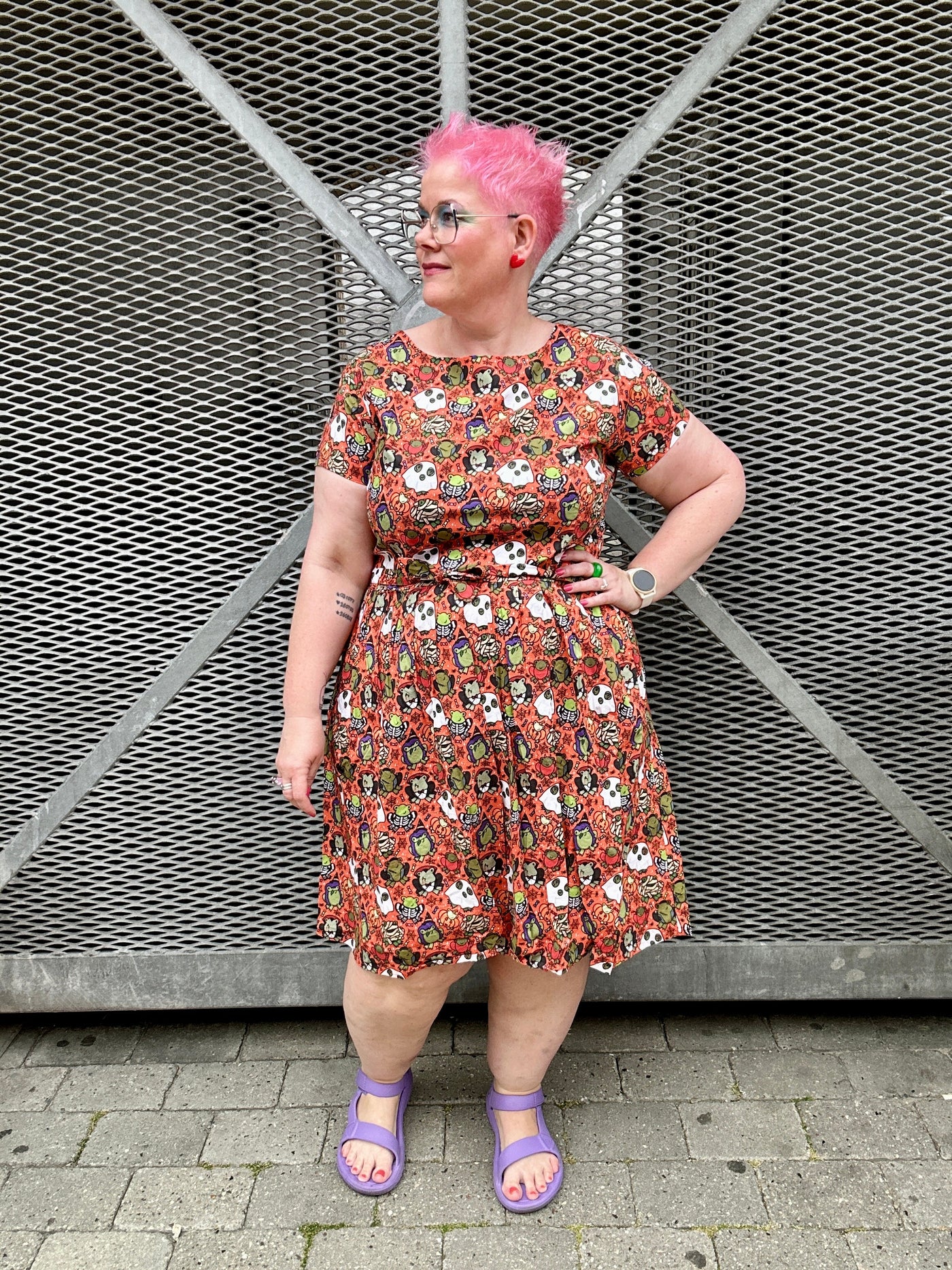 Party Frogs Tea Dress Orange