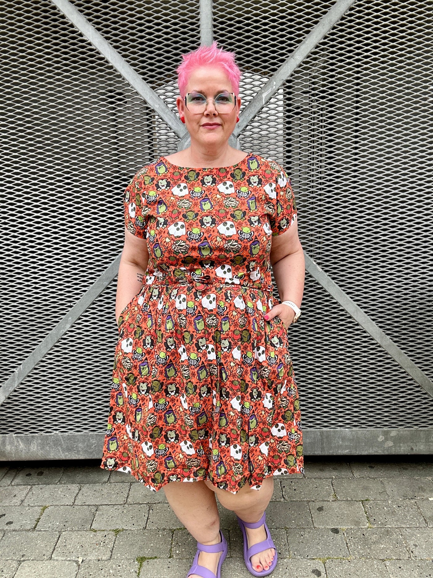 Party Frogs Tea Dress Orange