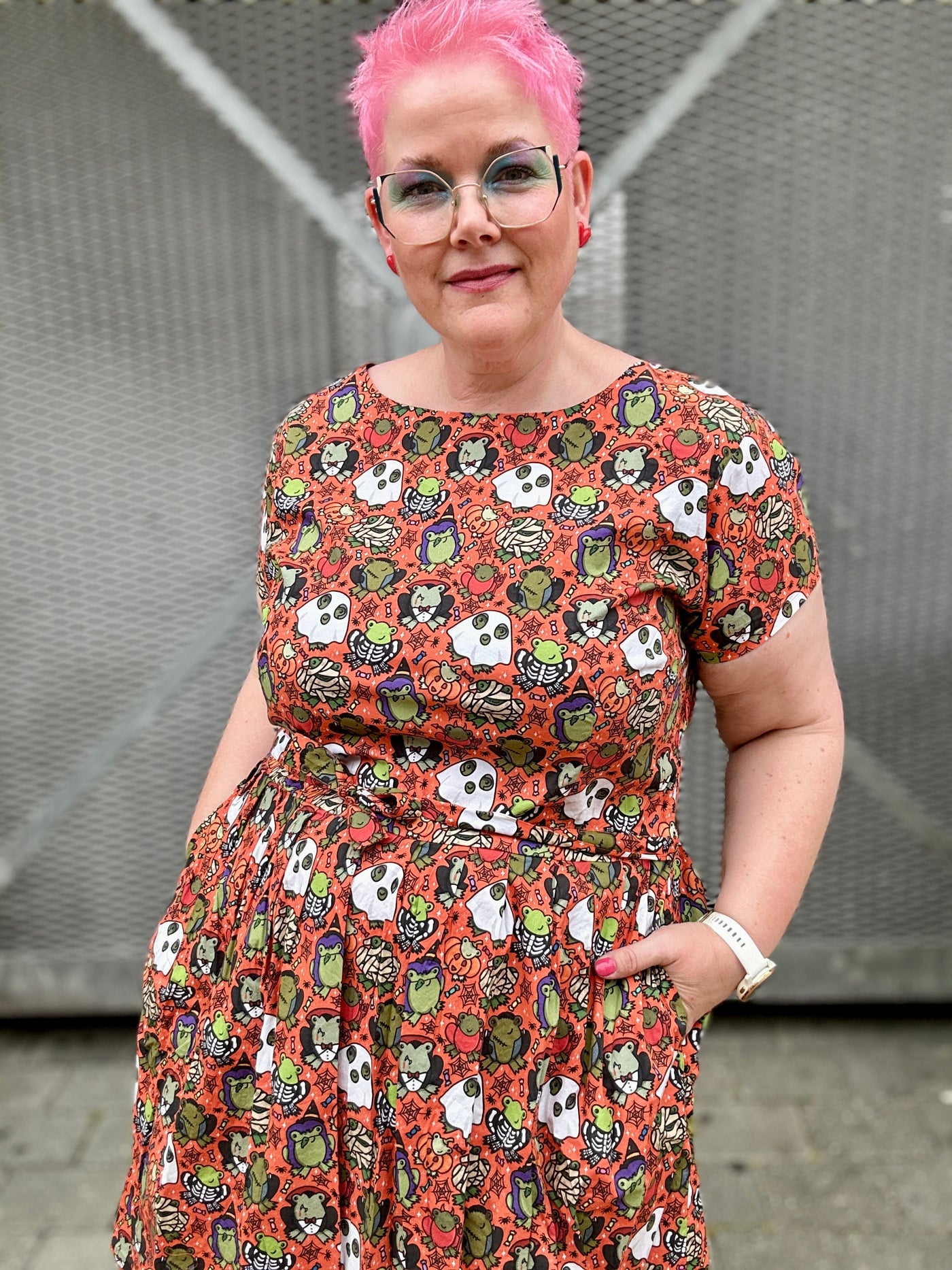 Party Frogs Tea Dress Orange