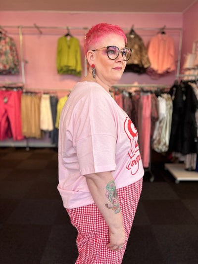 IDA T-SHIRT Oversized Good Vibes Curve Pink