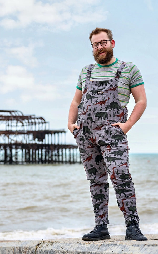 Dungarees Grey Adventure Dinosaur